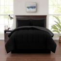 Mainstays Black Reversible 7-Piece Bed in a Bag Comforter Set with Sheets, Queen, Adult, Unisex