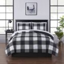 Mainstays Black and White Buffalo Check 8 Piece Bed in a Bag Comforter Set, Full