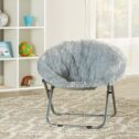 Mainstays Blair Plush Faux-Fur Kids Saucer Chair, Multiple Colors, Multi Color Folding Chair, Round