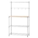 Mainstays Chrome Plated Silver Metal Baker's Rack with Wood Shelf