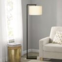 Mainstays Contemporary 62 in 1-Light Floor Lamps with 62-inch Tall Lamp, 5-Foot Lead Wire, On/Off Foot Switch, Black