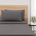 Mainstays Extra Soft Jersey Bed Sheet Set, Full, Charcoal, 4 Pieces