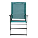 Mainstays Greyson Square Set of 2 Outdoor Patio Steel Sling Folding Chair, Teal
