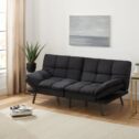 Mainstays Memory Foam Futon, Black Faux Suede Fabric