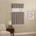 Mainstays Solid Kitchen Window Curtain Tier and Valance Set, 56