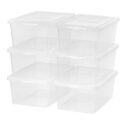 Mainstays 17 Qt. Plastic Storage Bins with Lids, Clear, Stackable Totes, Containers 6Pk