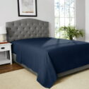 Mainstays 300 Thread Count Easy Care Percale Flat Bed Sheet, Blue Cove, Twin