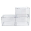 Mainstays 3 Pack Stackable Clear Glossy Plastic Drop Front Shoe Boxes, Adult Size, 1 Tier