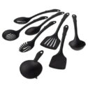 Mainstays 8-Piece Nylon Kitchen Utensil Set with Connector Ring, Black Plastic