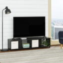 Mainstays Adjustable Side by Side or Stacking TV Stand for TVs up to 70 inches, Black Oak