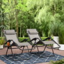 Mainstays Reclining Zero-Gravity Outside Lounge Chair with Cup Holder, Set of 2, Gray