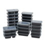Mainstays Reusable Assorted Meal Prep Container, Black, 25 Pack
