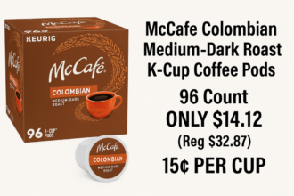 McCafe Colombian K-Cup Coffee Pods 96 Count ONLY $14.12 – Just 15¢ Per Cup!