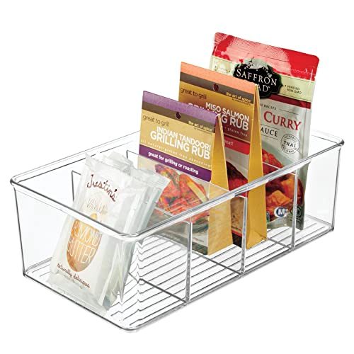 mDesign Plastic Food Storage Organizer Bin Container Box for Kitchen, Pantry, Fridge, Refrigerator, Countertop, Pantry Organization - Holds Cereal, Bars,...