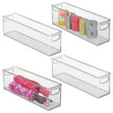 mDesign Plastic Home Closet Storage Organizer Bin with Handles - 4 Pack - Clear