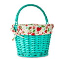 Medium Round Teal Willow Easter Basket with Strawberries Liner by Way To Celebrate