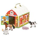 Melissa & Doug Latches Wooden Activity Barn with 5 Doors, 4 Play Figure Farm Animals