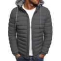Men's Hooded Puffer Jackets Coats Winter Warm Zipper Casual Padded Outerwear
