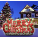 Merry Christmas Inflatable Lawn Sign for Outdoor/Indoor use, Lights up for evening and dark spaces. 9 foot wide, 5 feet...