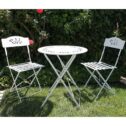 Metal Folding Bistro Set, 3-Piece Outdoor Furniture All Weather-Resistant Table and Chairs Patio Conversation Set for Yard Indoor/Outdoor, White