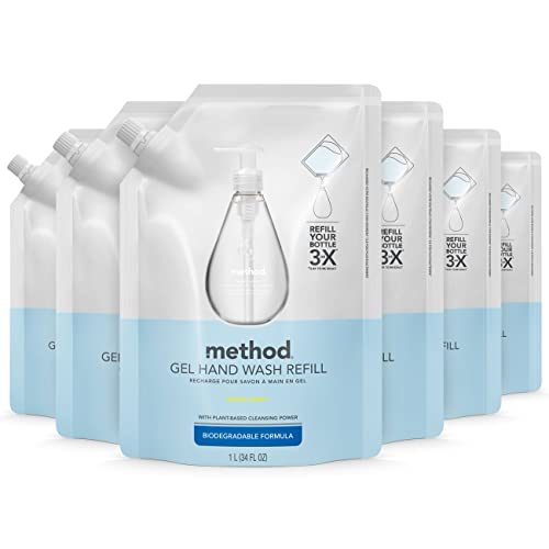 Method Gel Hand Soap Refill, Sweet Water, 34 oz, 6 pack, Packaging May Vary