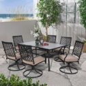 MF Studio 7 Pieces Outdoor Dining Set Metal Patio Furniture with 6 Swivel Dining Chair and 1 Rectangular Dining Table,...