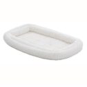 MidWest QuietTime Double Bolster Dog Bed & Crate Mat, White, 36