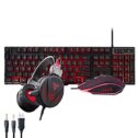MKLEKYY Gaming Keyboard Mouse Headset Kit, Rainbow LED Backlit Wired, Over Ear Headphone with Mic for PC, Computer, PS4, Tablet,...