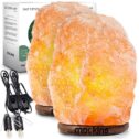 Mockins Natural Pink Himalayan Salt Lamps | Solid Wood Base & Included Light Bulbs | Natural Glow | 2-Pack