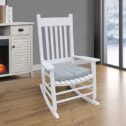 ModernLuxe Indoor/Outdoor Wood High Back Slat Rocking Chair