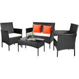 Mondawe 4-Piece Rattan Patio Conversation Set with Cushions on Sale At Lowe’s