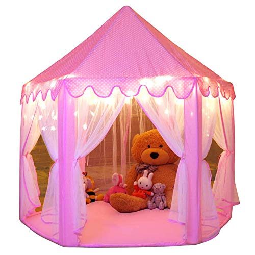 Monobeach Princess Tent Girls Large Playhouse Kids Castle Play Tent with Star Lights Toy for Children Indoor and Outdoor Games,...