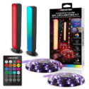 Monster LED 5 Piece Sound Reactive Multi-color Indoor LED Light Kit, 2 Light bars, 2 Light Strips