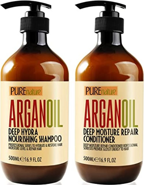 Moroccan Argan Oil Shampoo and Conditioner SLS Sulfate Free Set - Best Gift for Damaged, Dry, Curly or Frizzy Hair...