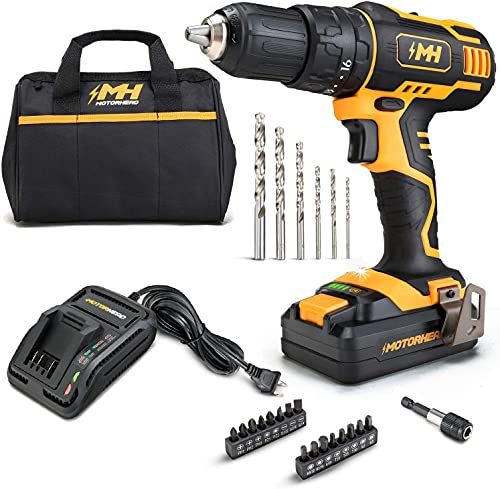 MOTORHEAD 20V ULTRA Cordless Drill Driver, Lithium-Ion, ½” Keyless Chuck, 16+1+1 Clutch, 2-Speed Transmission, Variable Speed Trigger, Built-in LED, 2Ah...