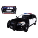 Motormax 76958 2015 Ford Interceptor Unmarked Police Car Black & White 1-24 Diecast Model Car