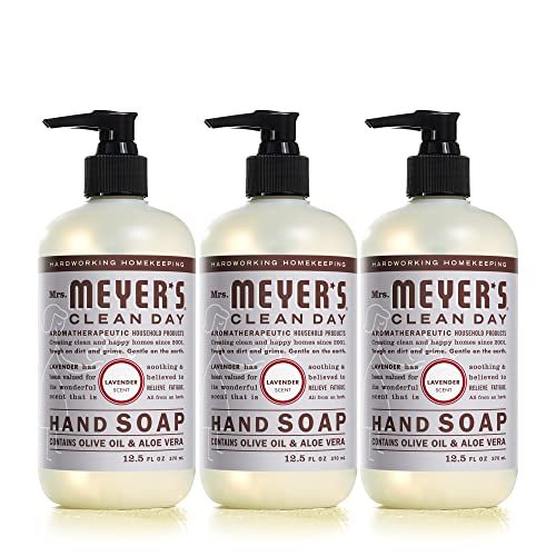 Mrs. Meyer's Liquid Hand Soap, Cruelty Free and Biodegradable Hand Wash Formula Made with Essential Oils, Lavender Scent, 12.5 oz...