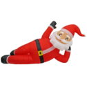 National Tree Company First Traditions Inflatable Waving Cheeky Santa, Includes Ground Stakes and Tethers, LED Lights, Plug In, 72in