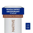 Native Whole Body Deodorant Stick, Coconut & Vanilla, Aluminum Free, for Women and Men, 2.3 oz
