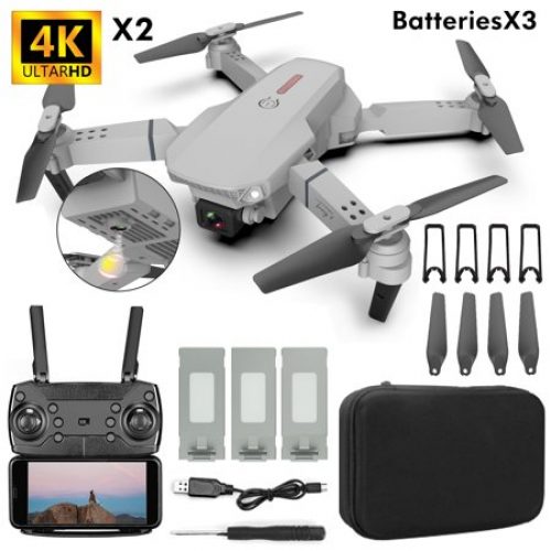 NETNEW Drone with Dual 4K Camera 120°wide-Angle WiFi Quadcopter ( 3 x Batteries ) Gravity Sensor Voice Control Gesture Control...