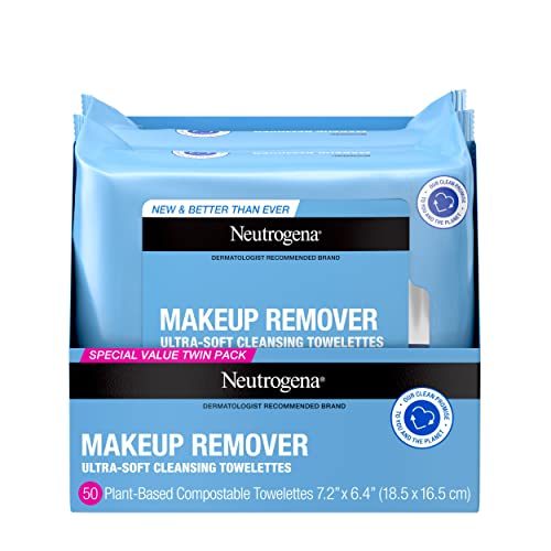 Neutrogena Makeup Remover Cleansing Face Wipes, Daily Cleansing Facial Towelettes to Remove Waterproof Makeup and Mascara, Alcohol-Free, Value Twin Pack,...