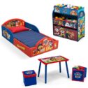 Nick Jr. PAW Patrol 5-Piece Toddler Bedroom Set by Delta Children - Includes Toddler Bed, Table & Ottoman Set, Multi-Bin...