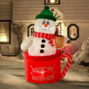 Nifti Nest 4 Ft Long x 6 Ft Tall Christmas Inflatables Snowman in Frosty Mug with Built-in LED Lights, Christmas...