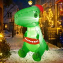 Nifti Nest Outdoor Dinosaur Christmas Yard Inflatable, 6'