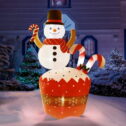 Nifti Nest Snowman with Cupcake Christmas Blow Ups, Inflatable Christmas Decorations for the Yard, Blow Up Christmas Decorations, Inflatable Christmas...