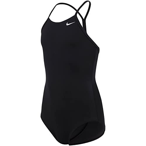 Nike Swim Girls' Racerback One Piece Swimsuit, Black 1, L