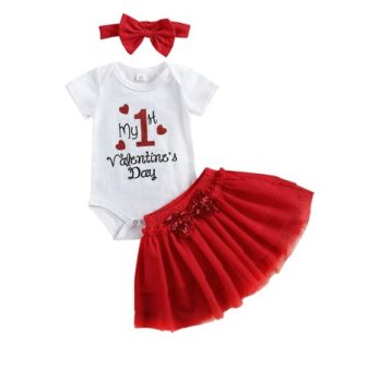 Nituyy My First Valentine's Day Outfit Baby Girls Cute Romper Bodysuit with...