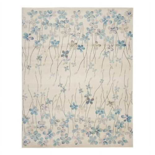 Nourison Tranquil Contemporary Floral Ivory 8' x 10' Area Rug, (8' x 10')