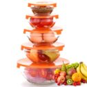 Nuita Glass Mixing Bowls - Nesting Bowls - Space-Saving Glass Bowls With Lids Food Storage - Set of 5 Stackable...