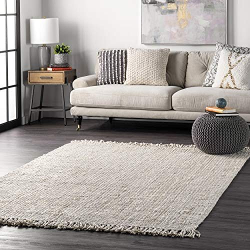 nuLOOM Hand Woven Chunky Natural Jute Farmhouse Area Rug, 3' x 5', Off-white